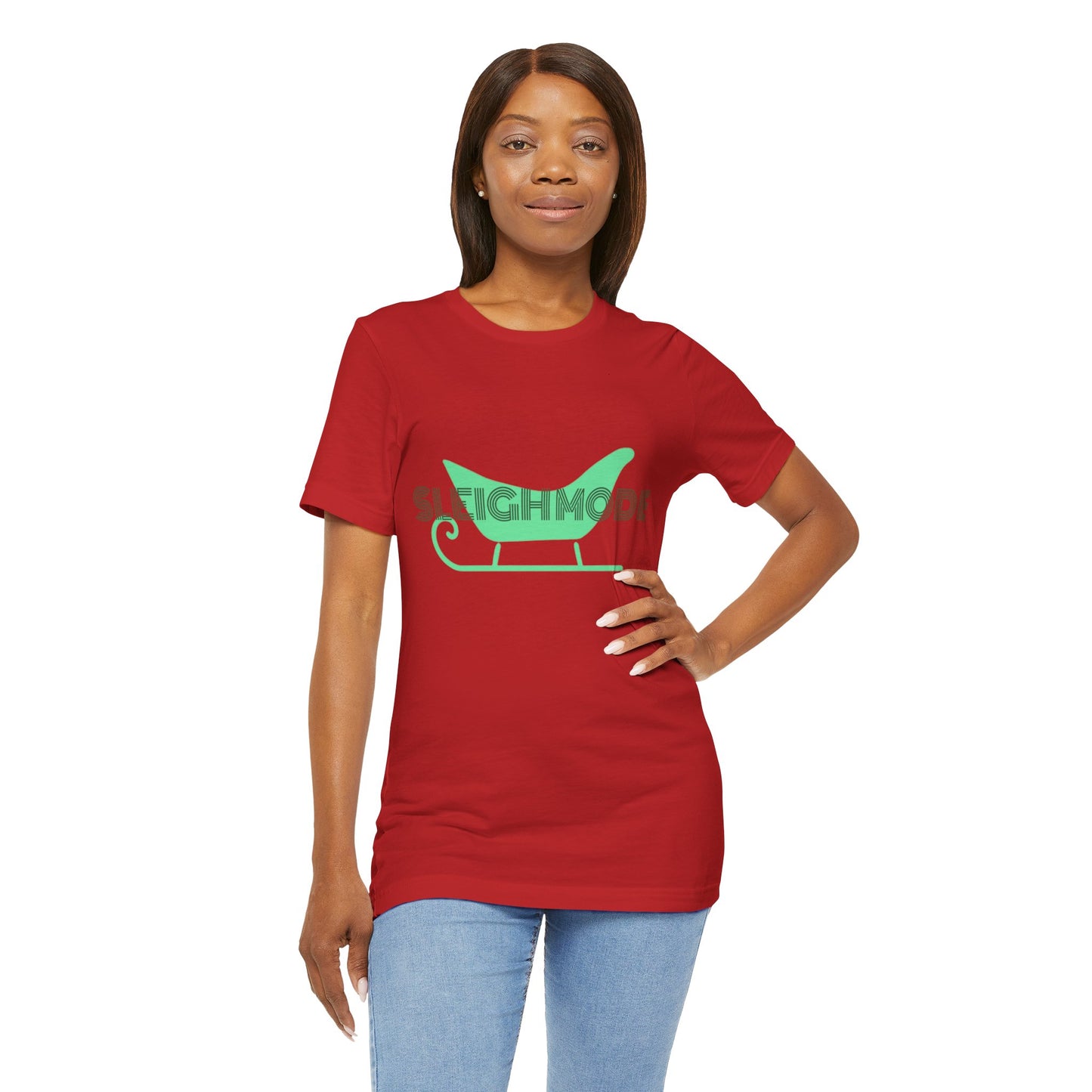 Sleigh Mode Tee β Red & Mint Retro Sleigh Design