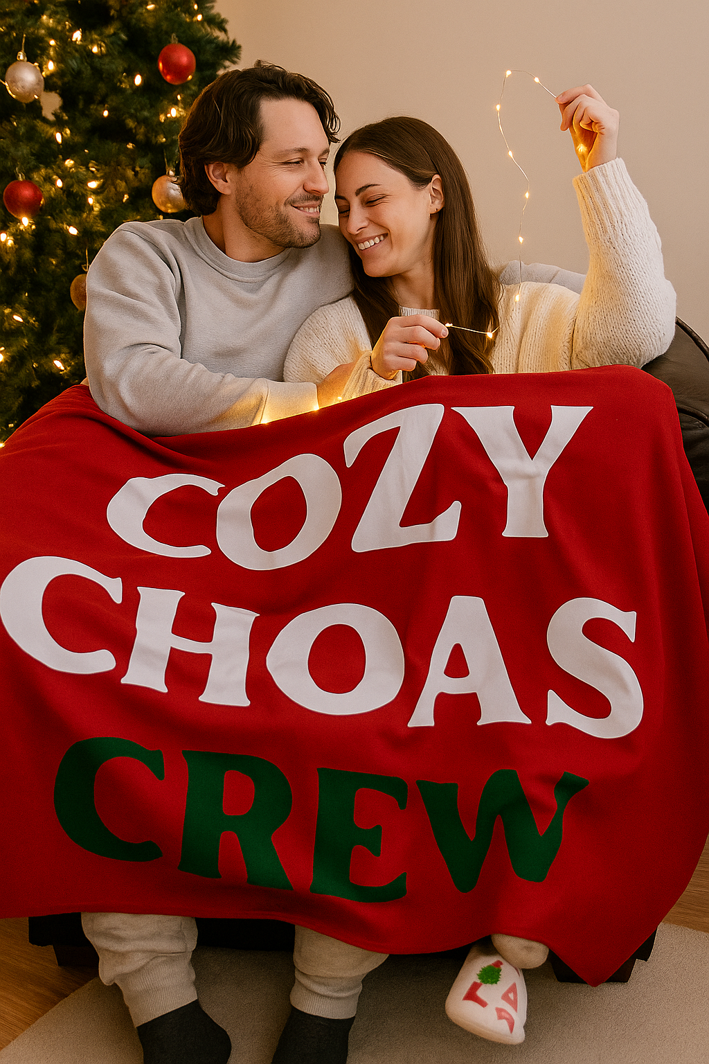 Velveteen Plush | Cozy Chaos Crew Throw Blanket — Holiday Edition