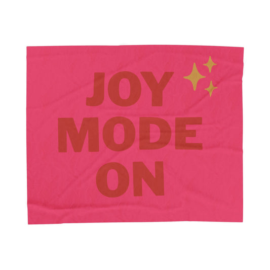 Velveteen Plush Holiday Blanket | Joy Mode On Fleece Throw Blanket — Hot Pink Holiday Edition