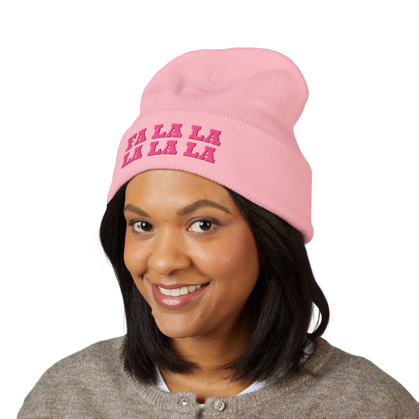 Fa La La La La Beanie — Pink Holiday Cheer Edition
