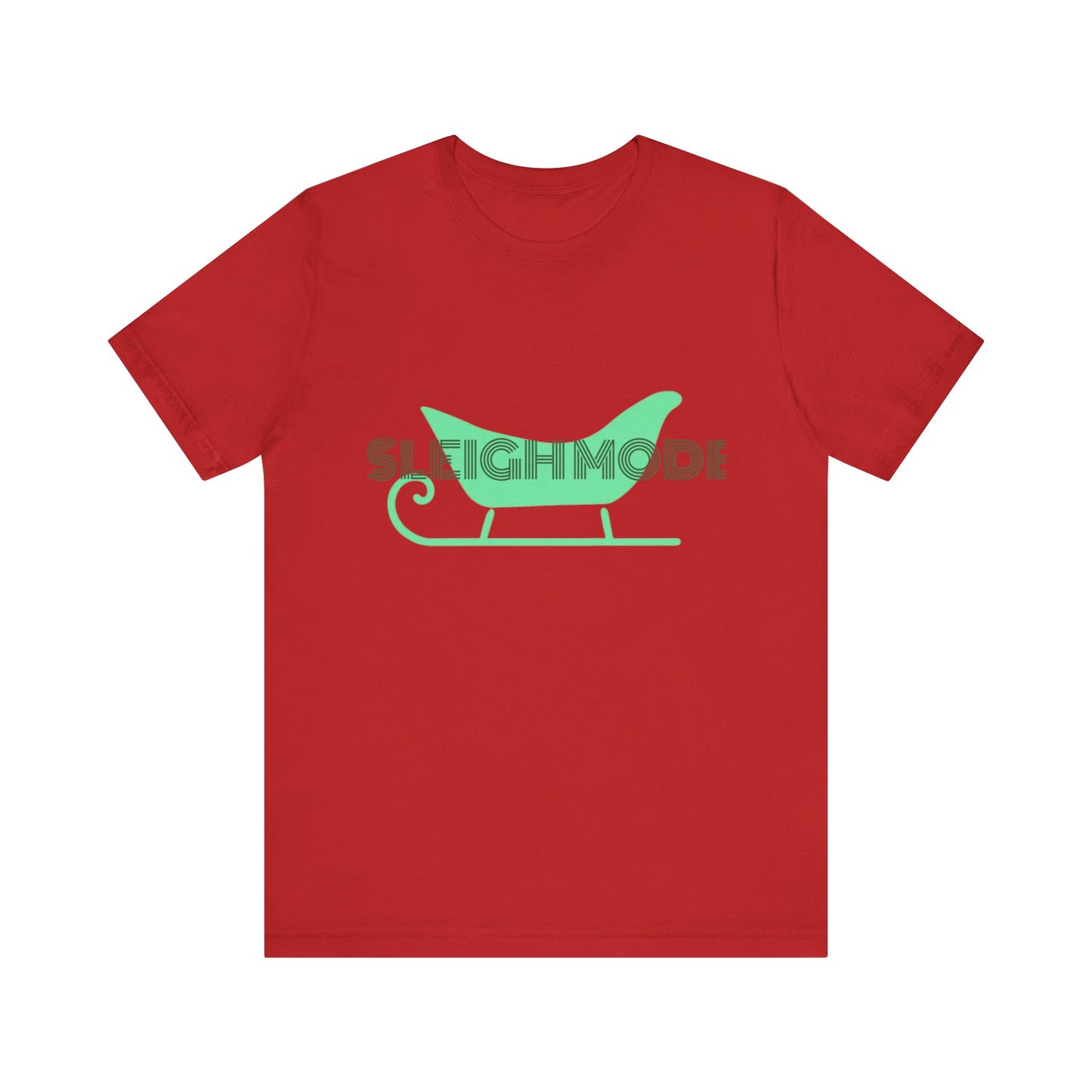 Sleigh Mode Tee — Red & Mint Retro Sleigh Design