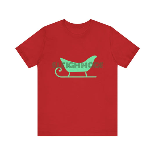 Sleigh Mode Tee — Red & Mint Retro Sleigh Design